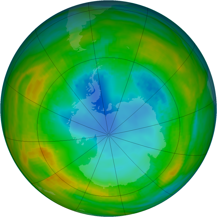 Antarctic ozone map for 08 August 1982